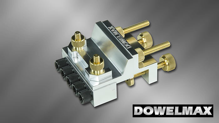 Dowelmax Classic dowel jig in face joint configuration.