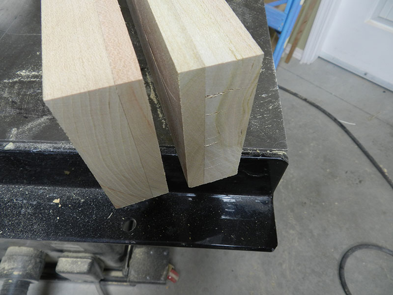 The Chippendale feet work pieces after planing and trimming.