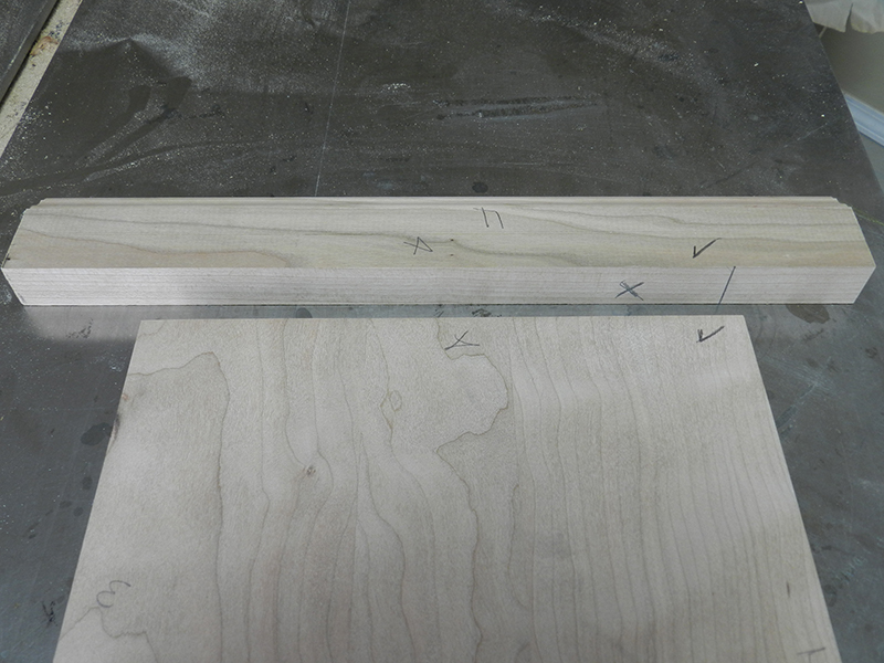 The plant stand top plate perimeter rails shown marked to indicate alignment with the center core section.