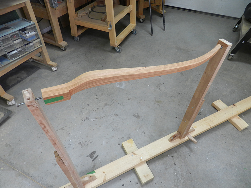 Finishing stand used to prep and stain plant stand project components individually prior to final assembly.