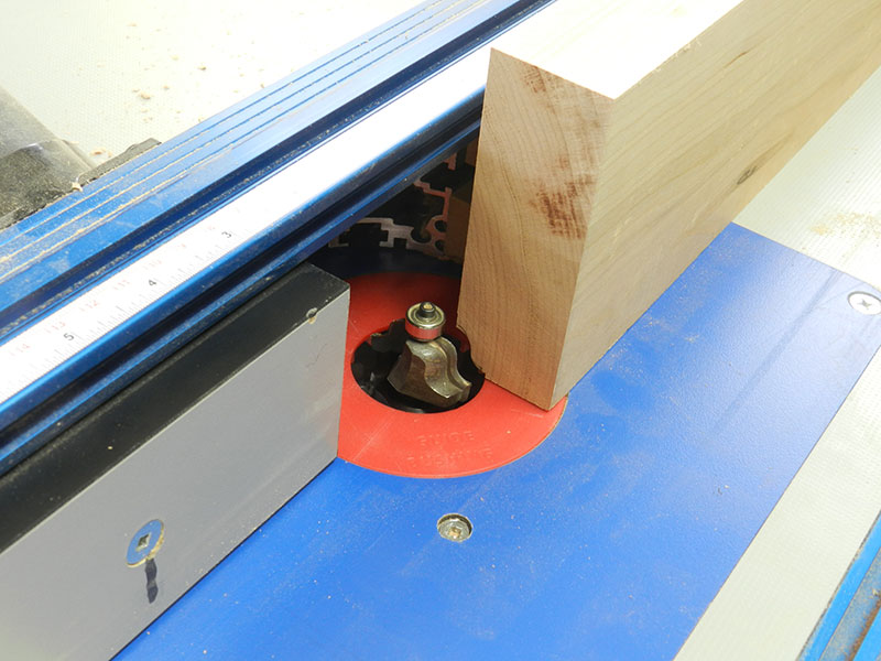 photo of ogee profile routed on work piece used to build the armoire chippendale feet