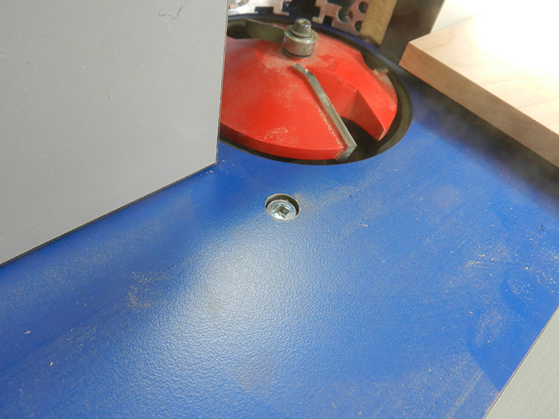 photo of router bit for cutting bevel on main panel used to build the armoire drawer fascia assembly