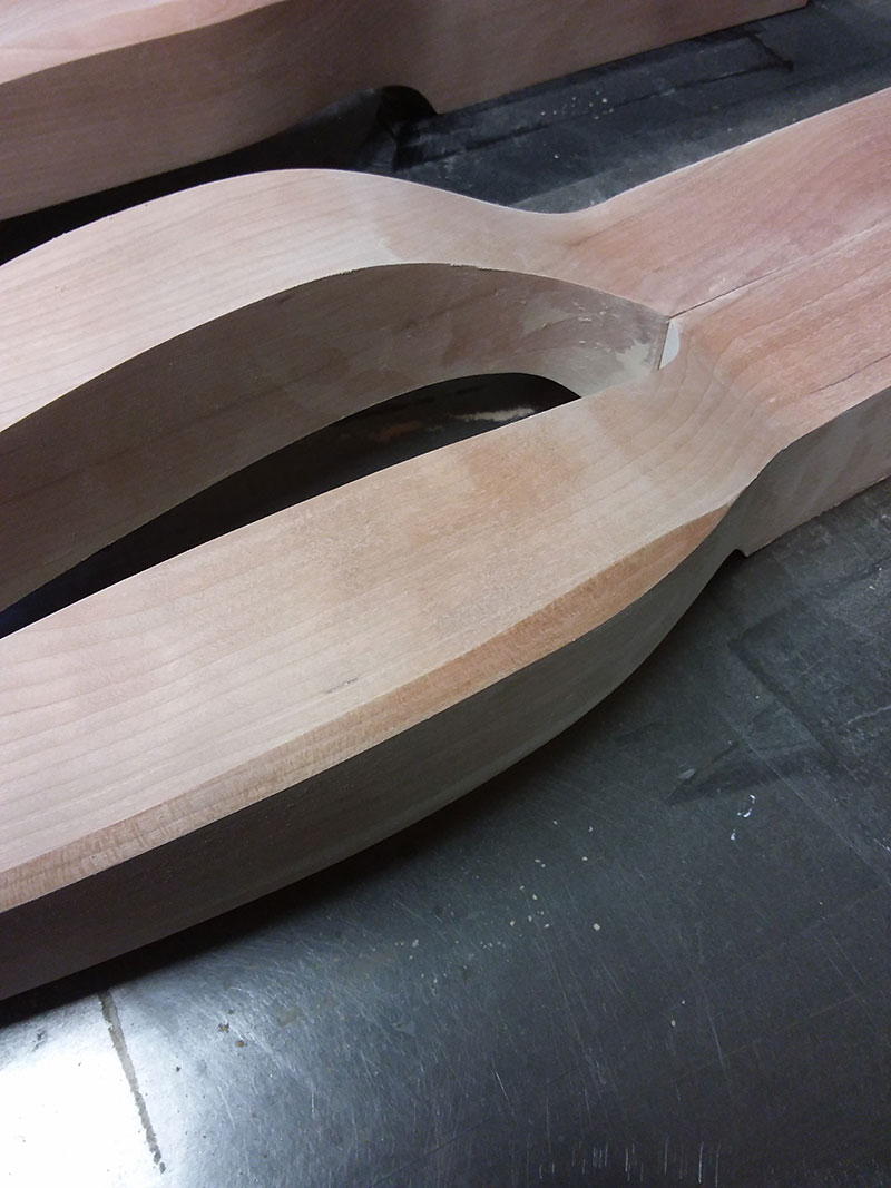 photo of the rail landings on the cabriole legs used to build the bedside table frame which are not touched during the shaping process