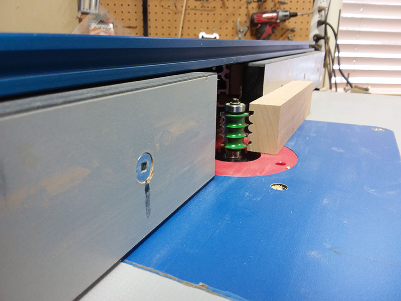 photo of the scalloped lower rail used to build the bedroom table drawer fascia frame assembly